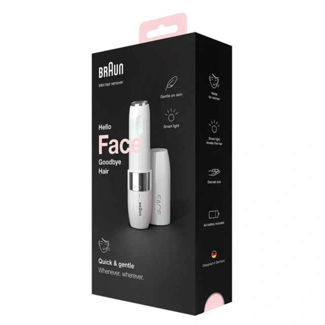 نمای بسته‌بندی و جزئیات ماشین اصلاح موی صورت بانوان براون مدل BRAUN FS1000